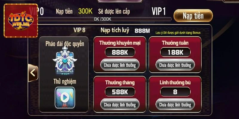 Chế độ vip cấp độ Hoàng Gia sẽ được trải nghiệm những chính sách đặc biệt 