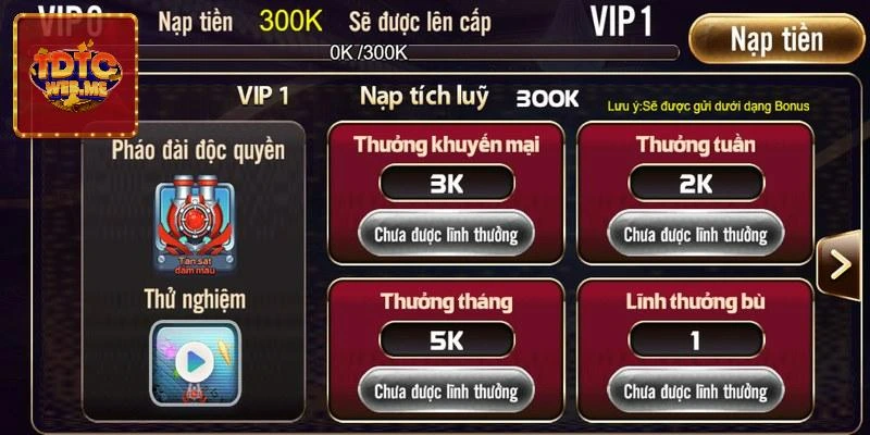 Chế độ vip TDTC là hình thức được thiết kế để phân loại tài khoản thành viên 