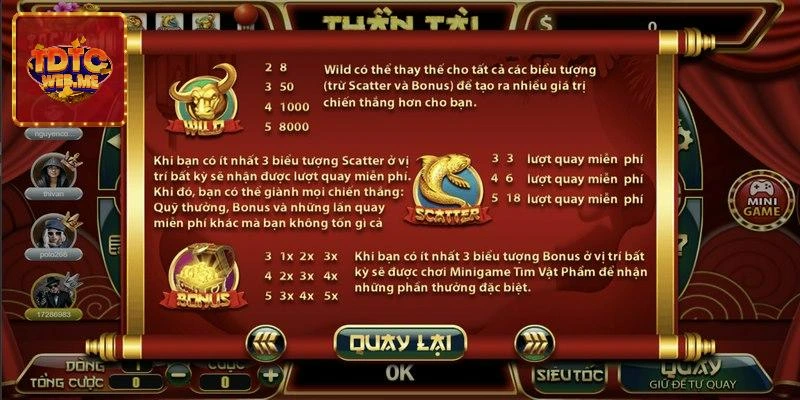 Luật chơi chi tiết trong game thần tài đến tại TDTC