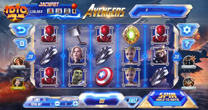 Màn hình giao diện game avengers